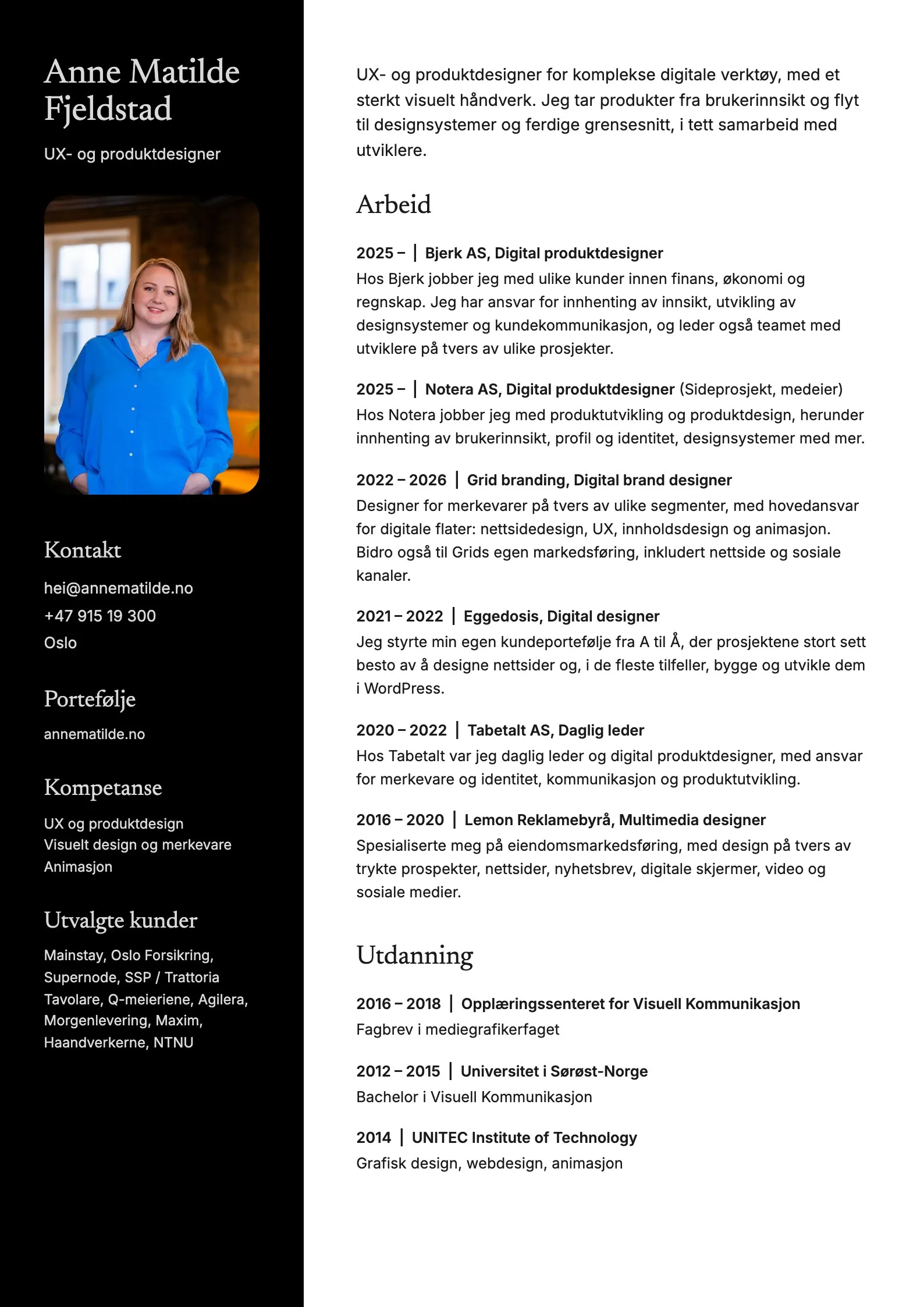 The Norwegian version of the CV